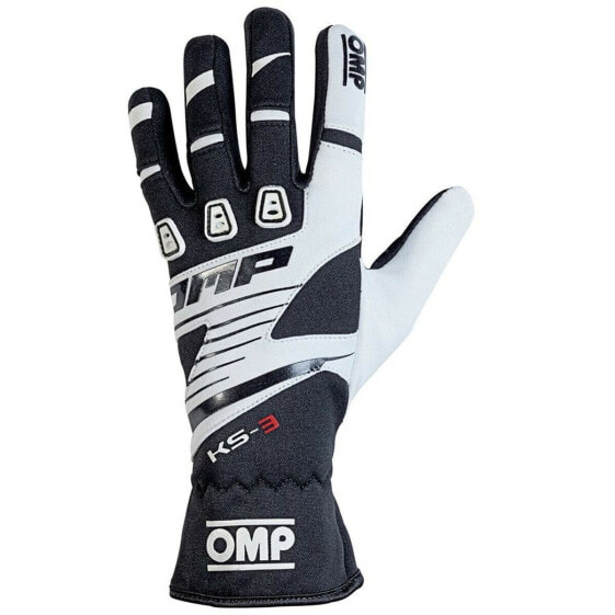 Перчатки для картинга OMP KS-3 Бело-черные Черно-белые M