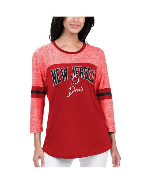 Women's Red New Jersey Devils Play The Game 3/4-Sleeve T-shirt