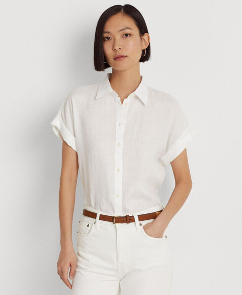 Dolman-Sleeve Linen Shirt