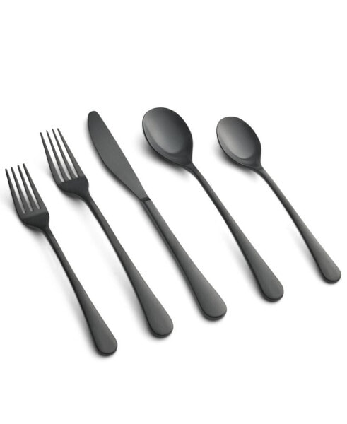 Xyla Black Satin Flatware Set, 20 Piece