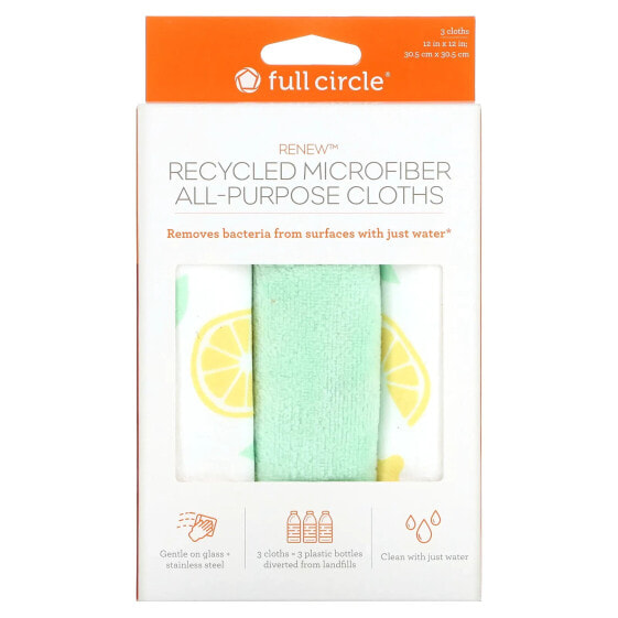 Renew, Recycled Microfiber All-Purpose Cloths, 3 Cloths
