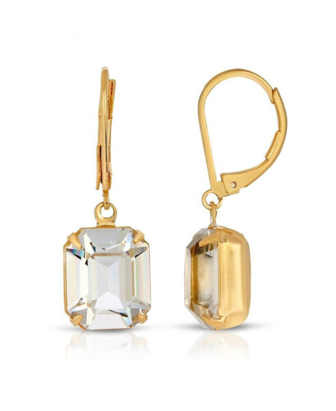 Gold-Tone Octagon Drop Earrings Made with Crystals
