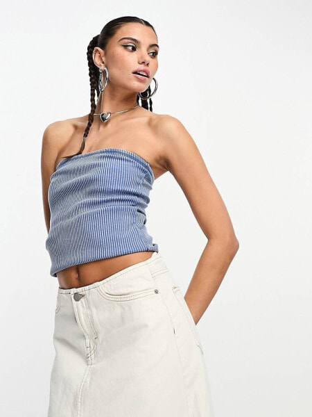 Weekday Tania rib tube top in blue