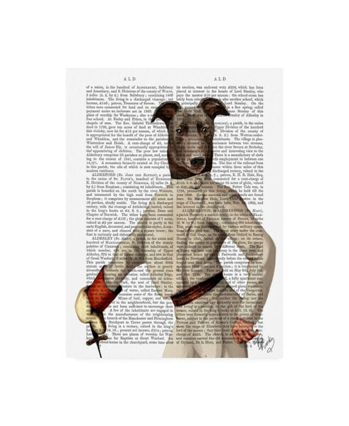 Fab Funky Greyhound Fencer in Cream, Portrait Canvas Art - 15.5" x 21"