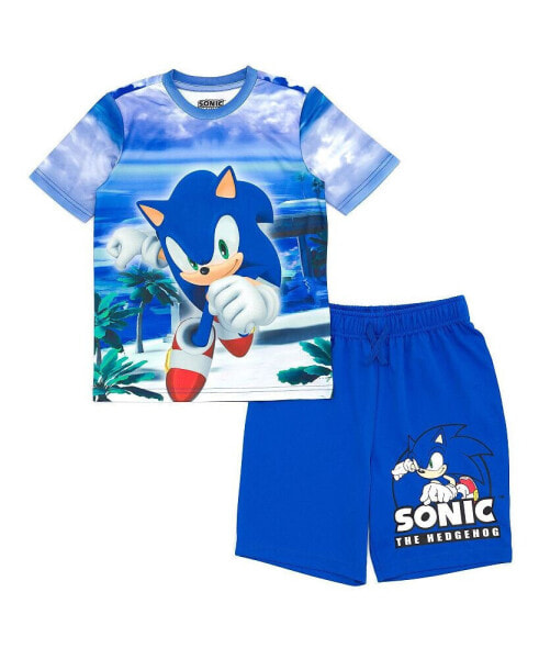 Sonic the Hedgehog Boy's T-Shirt and Bike Shorts Outfit Set Toddler to Big Kid