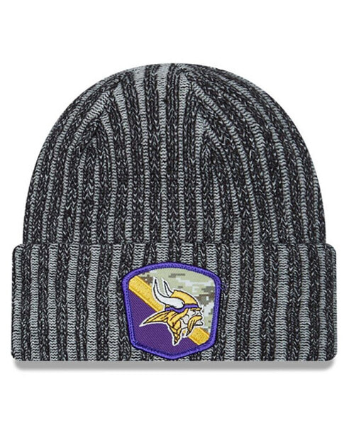 Men's Black Minnesota Vikings 2023 Salute To Service Cuffed Knit Hat