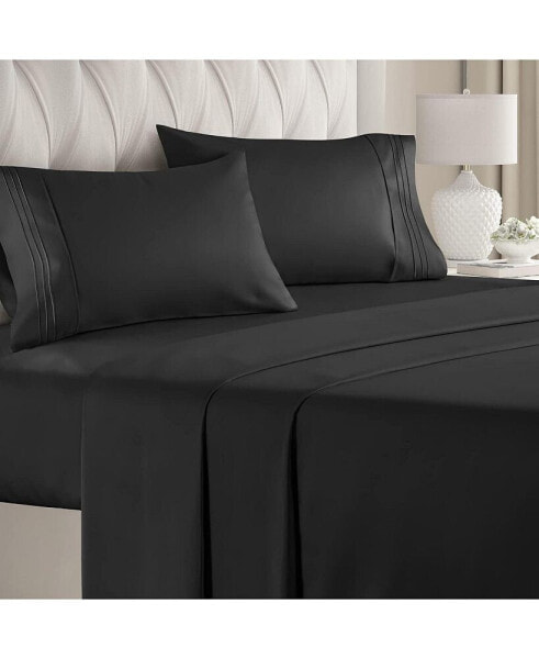 4 Piece Microfiber Solid Sheet Set - Twin Extra Long