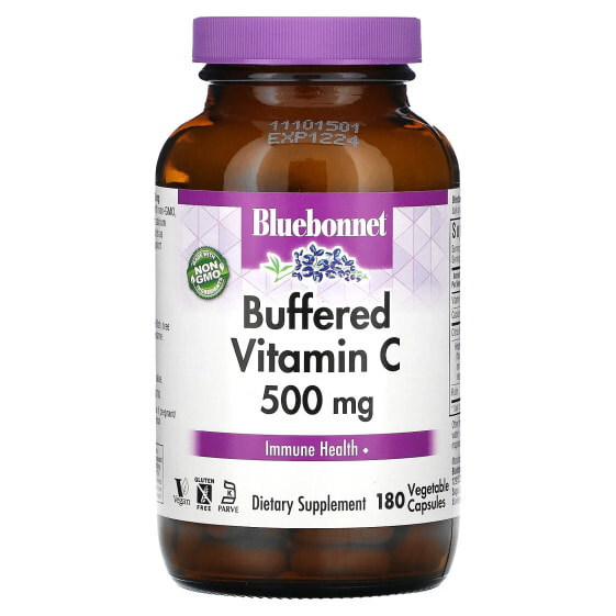 Витамин C с буфером, Bluebonnet Nutrition, 500 мг, 180 растительных капсул