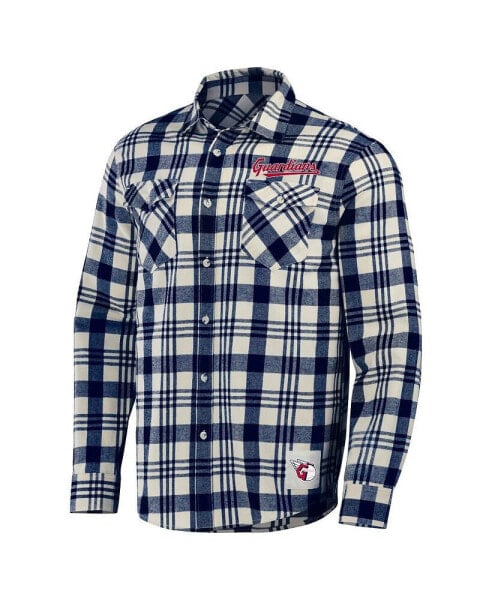 Men's Darius Rucker Collection by Navy Cleveland Guardians Plaid Flannel Button-Up Shirt