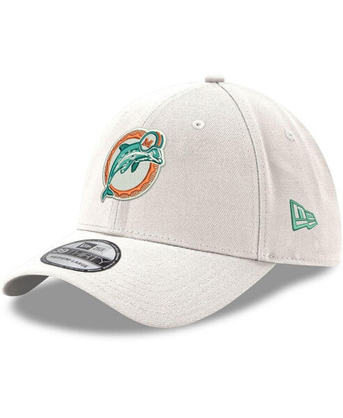 Men's White Miami Dolphins Throwback Logo Iced II 39THIRTY Flex Hat