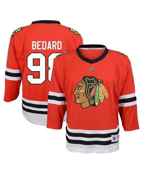 Футболка для малышей OuterStuff Connor Bedard красная Chicago Blackhawks Home Replica Player Jersey