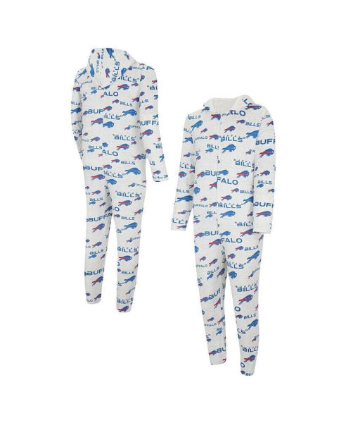 Men's White Buffalo Bills Allover Print Docket Union Full-Zip Hooded Pajama Suit
