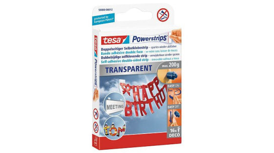 Tesa Powerstrips Transparent DECO - Mounting label - White - Indoor - 16 pc(s)