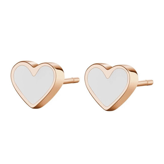 Pink gold-plated heart earrings SCK83