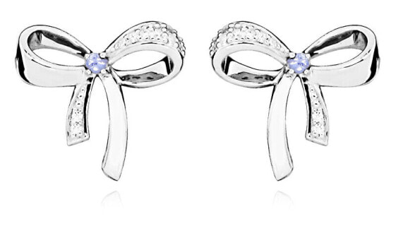 Playful silver earrings with tanzanite bows EG000118