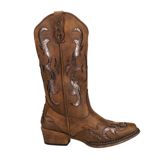Roper Riley Flextra Glitter Snip Toe Cowboy Womens Size 7 M Casual Boots 09-021