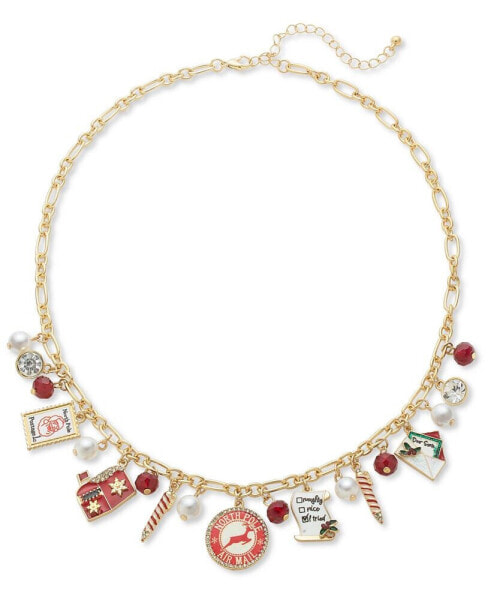 Gold-Tone Santa Letter Charm Necklace, 18" + 3" extender, Created for Macy's