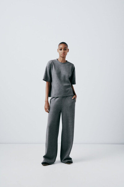 Straight-leg interlock trousers