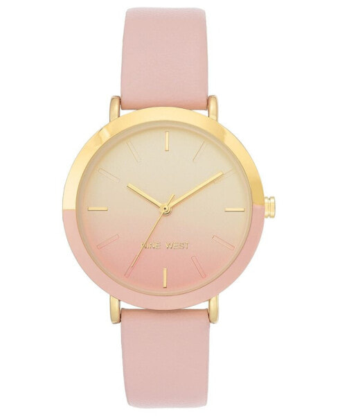 Women's Quartz Pink Faux Leather Band Watch, 36mm