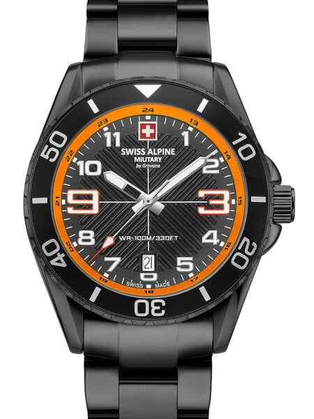 Наручные часы FENKOO Men's Military Watch Quartz Calendar Dual Time Zones Stainless Steel Band Wrist Watch Gold.