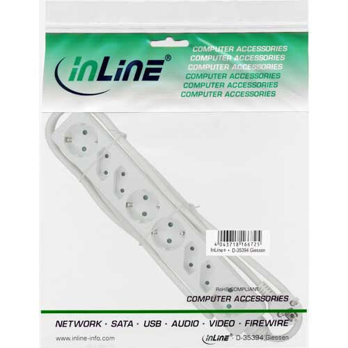 InLine Socket strip - 8-way - 4x CEE7/3 + 4x Euro CEE 7/16 - white - 1.5m