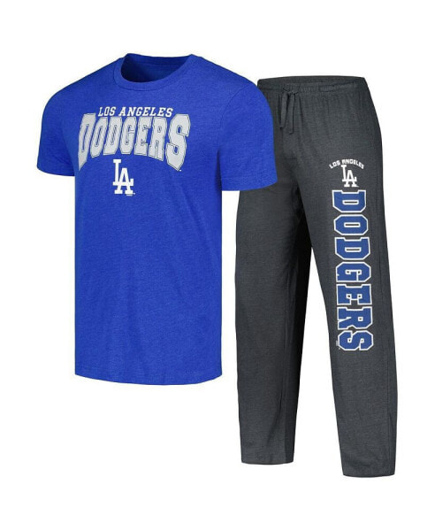 Men's Charcoal, Royal Los Angeles Dodgers Meter T-shirt and Pants Sleep Set