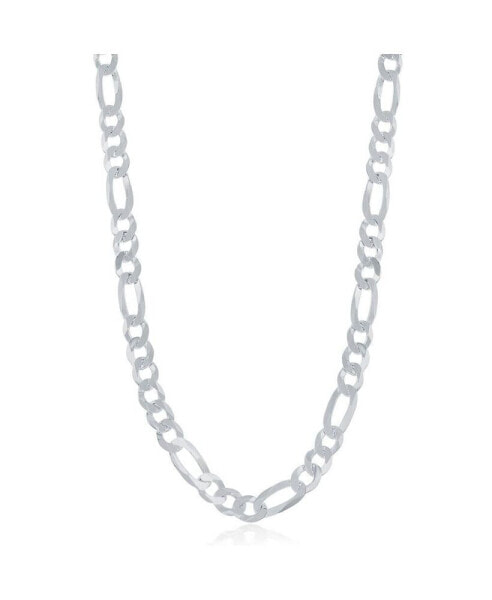 Sterling Silver 5.8mm Figaro Chain -Rohdium Plated