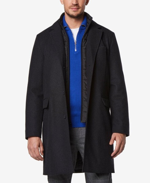 Men's Sheffield Melton Wool Slim Overcoat with Interior Bib