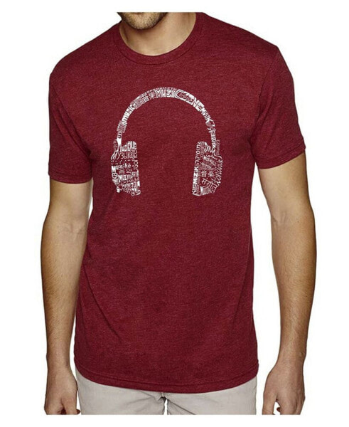 Mens Premium Blend Word Art T-Shirt - Headphones - Music in Different Languages