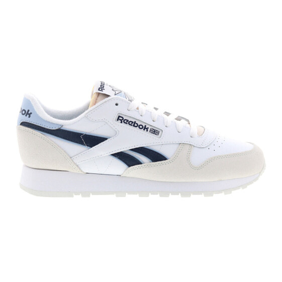 Reebok Classic Leather Mens White Leather Lace Up Lifestyle Sneakers Shoes