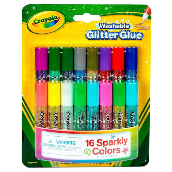 Crayola Washable Glitter Mini Glue Смываемый цветной клей с блестками 16 шт.