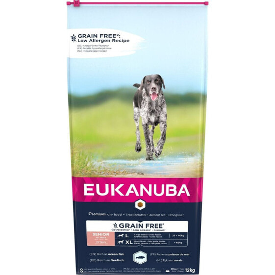 Сухой корм Eukanuba Grain Free Senior для крупных пород рыбный 12 кг