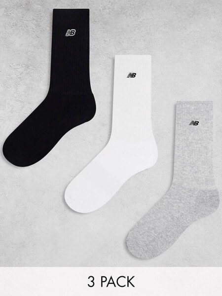 New Balance embroidered logo crew socks 3 pack in multi