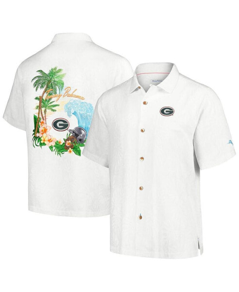 Men's White Georgia Bulldogs Castaway Game Camp Button-Up Shirt