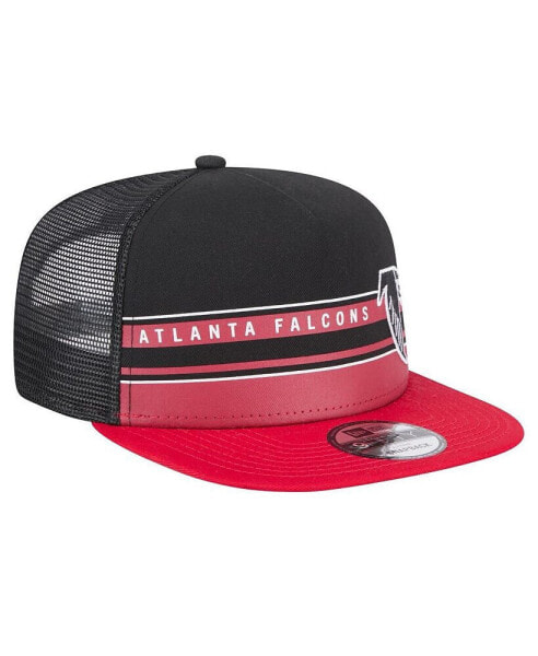 Men's Black/Red Atlanta Falcons Half Stripe Trucker 9FIFTY Snapback Hat