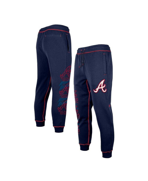 Men's Navy Atlanta Braves Team Split Jogger Pants