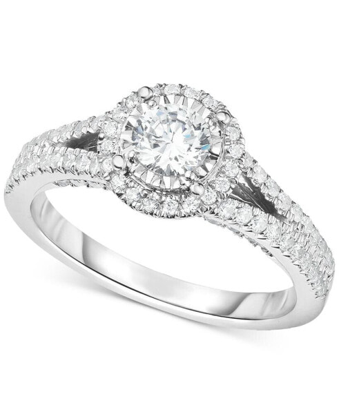 Кольцо Macy's Diamond Halo Split Shank Engagement