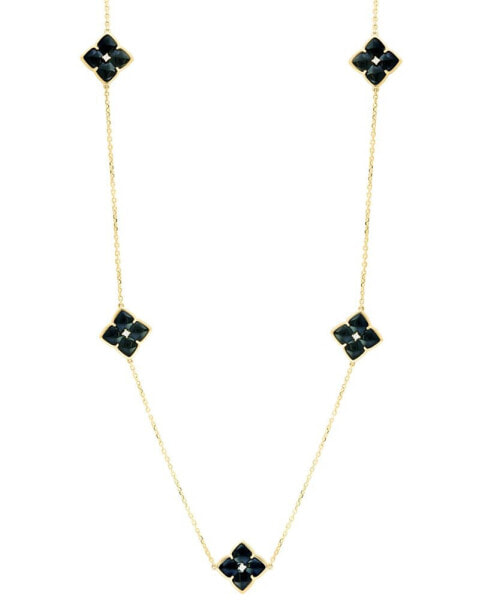 EFFY® Onyx & Diamond (1/20 ct. t.w.) 18" Collar Necklace in 14k Gold
