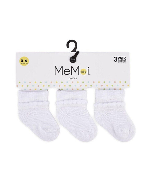 Baby Girls 3 Pairs Baby Bootie Cotton Blend Socks