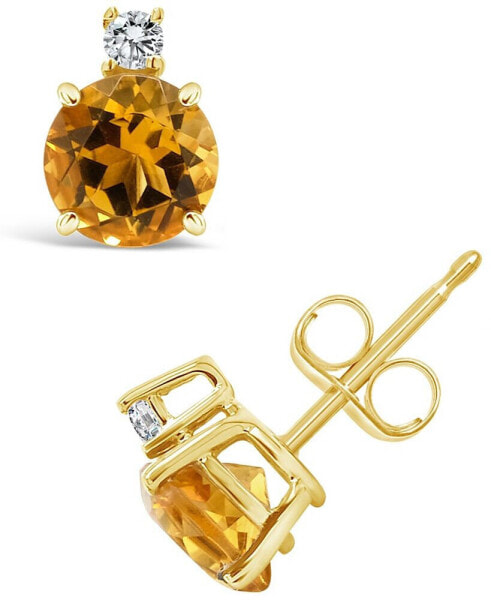 Citrine (1-1/2 ct. t.w.) and Diamond Accent Stud Earrings in 14K Yellow Gold