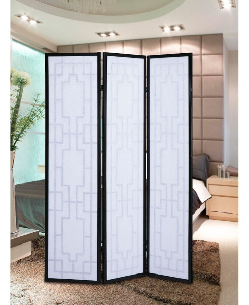 Sudoku 3 Panel Room Divider Screen, Black