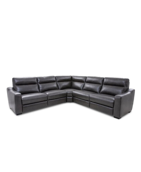 Gabrine 5-Pc. Leather Sectional with 3 Power Headrests, Created for Macy's