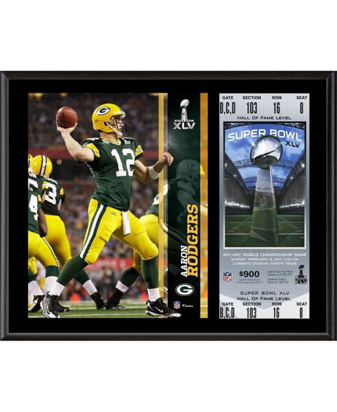 Aaron Rodgers Green Bay Packers 12'' x 15'' Super Bowl XLV Plaque with Replica Ticket