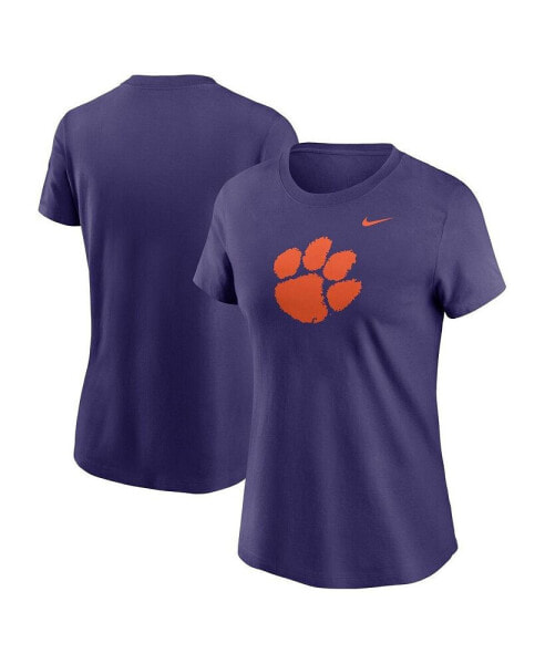 Women's Purple Clemson Tigers Primetime Evergreen Logo T-Shirt