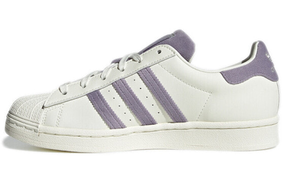 Кеды Adidas originals Superstar Легкие, прочные, антискользящие, низкие женские бело-фиолетовые GZ3389