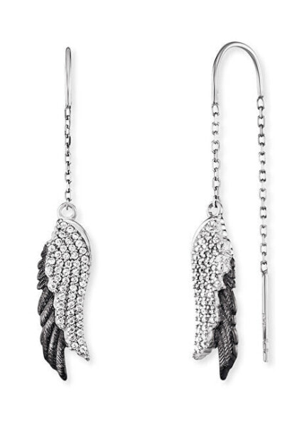 Elegant silver bicolor earrings with zircons Wingduo ERE-WINGDUO-ZIB