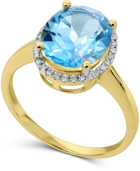 Кольцо Macy's Blue Topaz & Diamond Halo