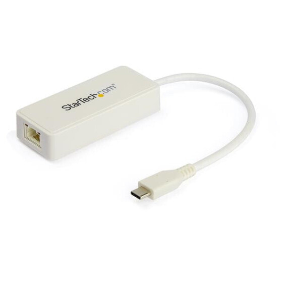 StarTech.com USB C to Gigabit Ethernet Adapter w/USB A Port - White 1Gbps NIC USB 3.0/USB 3.1 Type C Network Adapter - 1GbE USB-C RJ45/LAN TB3 Compatible Windows MacBook Pro Chromebook - Wired - USB Type-C - Ethernet - 5000 Mbit/s - White