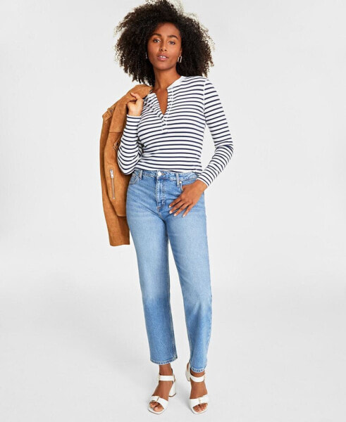 Women's High Rise Straight-Leg Jeans, Regular and Short Lengths, Created  for Macy's