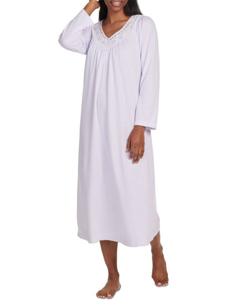 Women's Long-Sleeve Lace-Trim Nightgown